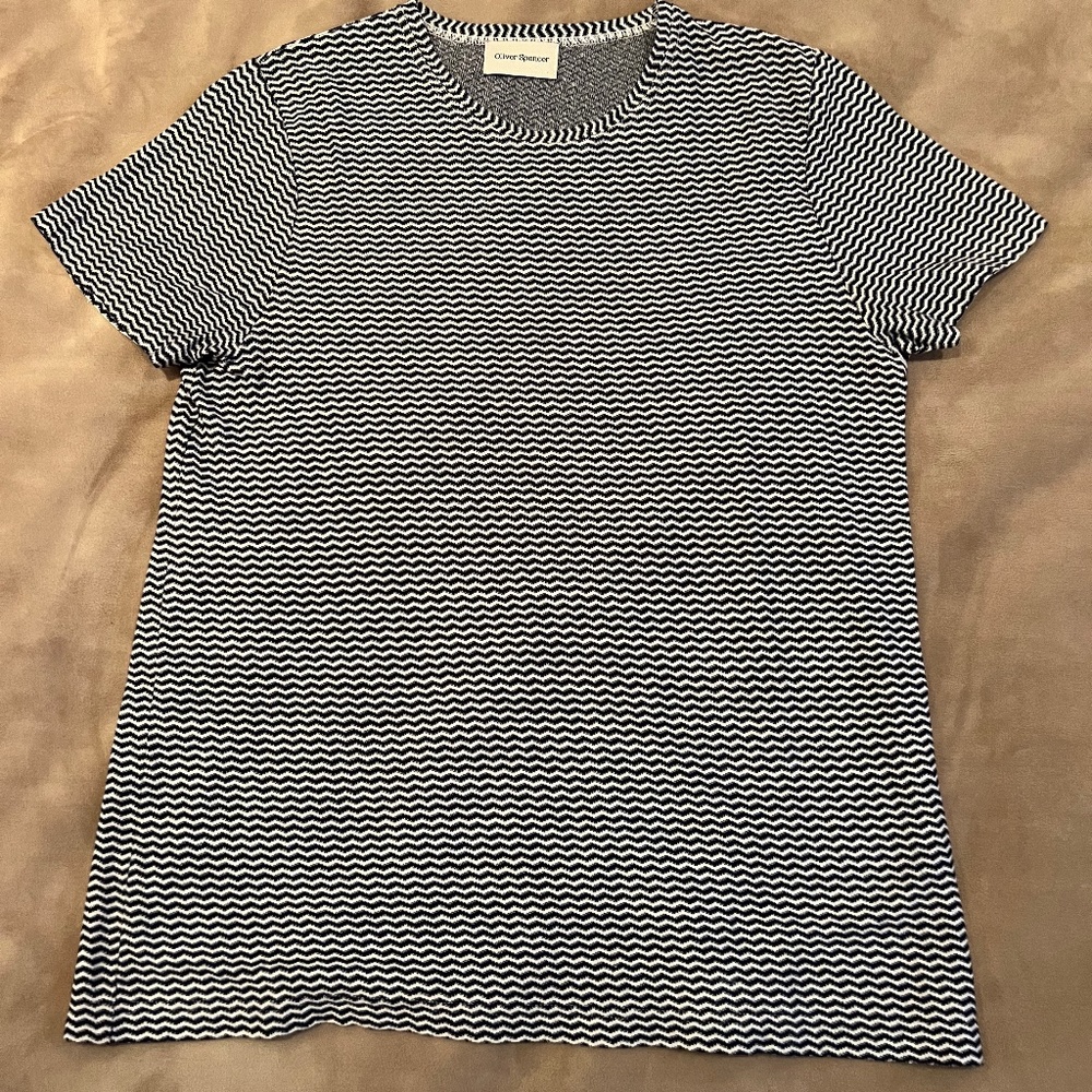 OLIVER SPENCER WAVY STRIPED SHORTSLEEVED TSHIRT